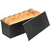 SS&CC Pullman Loaf Pan with Lid 13x4 | 2.2lb Carbon Steel Bread Pan for Homemade Sourdough & Sandwich Bread | Nonstick Bakeware, Heavy Duty & Easy Clean (Black, 2.2lb)