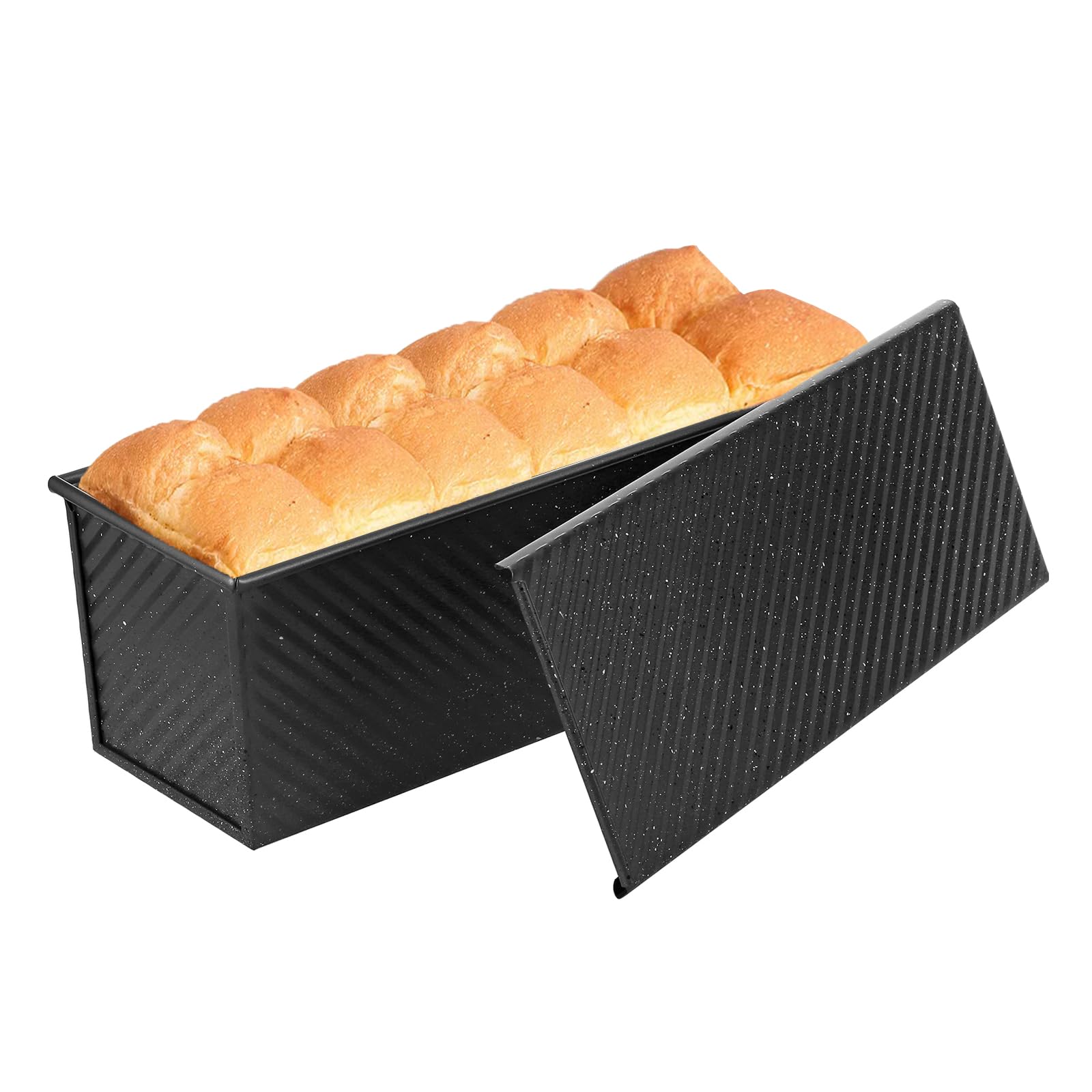 Photo 1 of SS&CC Pullman Loaf Pan with Lid 13x4 | 2.2lb Carbon Steel Bread Pan for Homemade Sourdough & Sandwich Bread | Nonstick Bakeware, Heavy Duty & Easy Clean (Black, 2.2lb)