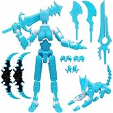masijssa Titan 13 Action Figures (Grow in The Dark Blue) T13 3D Action Figure Set Already Assembled Dummy Robot Nova 13 Printed Multi-Jointed Movable Toy for Gift Collectors (Blue White + Dog)