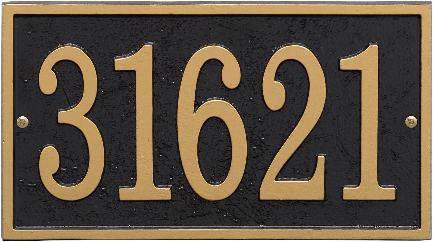 Plaques & Wall Art - Whitehall Personalized Cast Metal Address Plaque - Custom House Number Sign - Rectangle (11