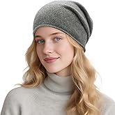 ZLYC Pure Wool Slouchy Beanie Hat for Women Men Seamless Knit Winter Skull Cap