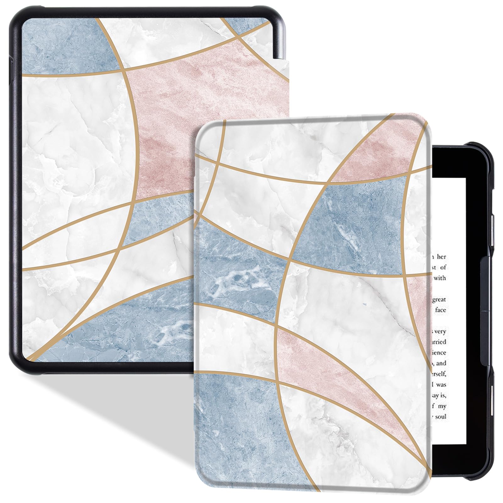 Photo 1 of BOZHUORUI Case for 7.8" Nook GlowLight 4 Plus (2023) | Slim & Lightweight Design | Book Folio Style | Hard Back Shell | Premium PU Leather Cover (Marble)