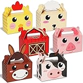 24 Pack Farm Animal Party Favor Boxes Farm Theme Birthday Goodie Boxes Farmhouse Animals Candy Christmas's Day Gift Bags Barnyard Candy Treat Boxes for Girls Kids Baby Shower Birthday Party Supplies