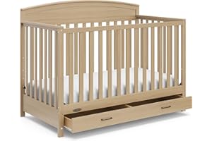 Graco Benton 5-in-1 Convertible Crib with Drawer (Driftwood) - GREENGUARD Gold Certified, Undercrib Storage Drawer, Converts 