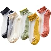 Benefeet Sox Womens Girls Sheer Socks Lace Mesh Ankle Socks Transparent See Through Short Sock Ultra Thin Nylon Summer Sock