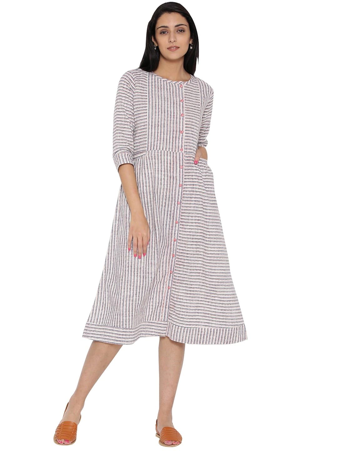 desi fusion women's a-line handloom cotton dress
