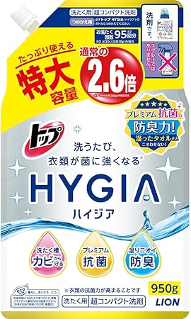 Amazon 大容量 トップ ハイジア 洗濯洗剤 液体 詰め替え 950g トップ ハイジア Hygia ドラッグストア