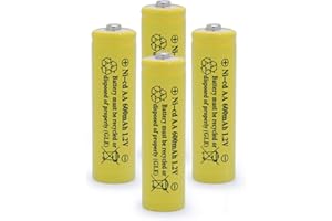 QBLPOWER Solar Light Rechargable Batteries Cell for Garden/Lawn/Sidewalk Lamp 1.2V AA Ni-CD 600mAh 2A(4 Pack AA Yellow)