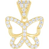 Jewels By Lux 10kt Yellow Gold Womens Cubic-Zirconia Butterfly Fashion Charm Pendant