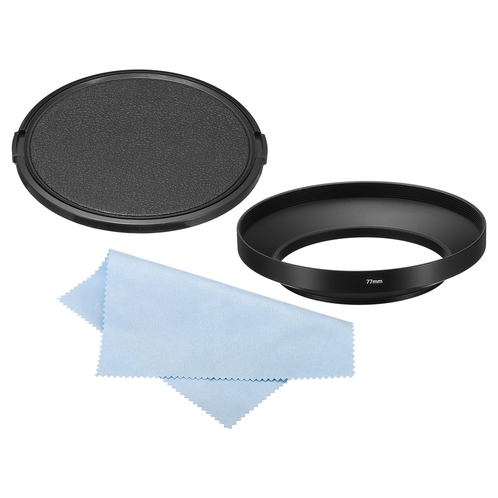 PATIKIL 77mm Lens Hood, Wide Angle Matte Surface Anti-reflective Inside Hood with Cap and Cleaning Cloth for Camera Lens, Black for Nikon, for Fujifilm, for Pentax, for Leica