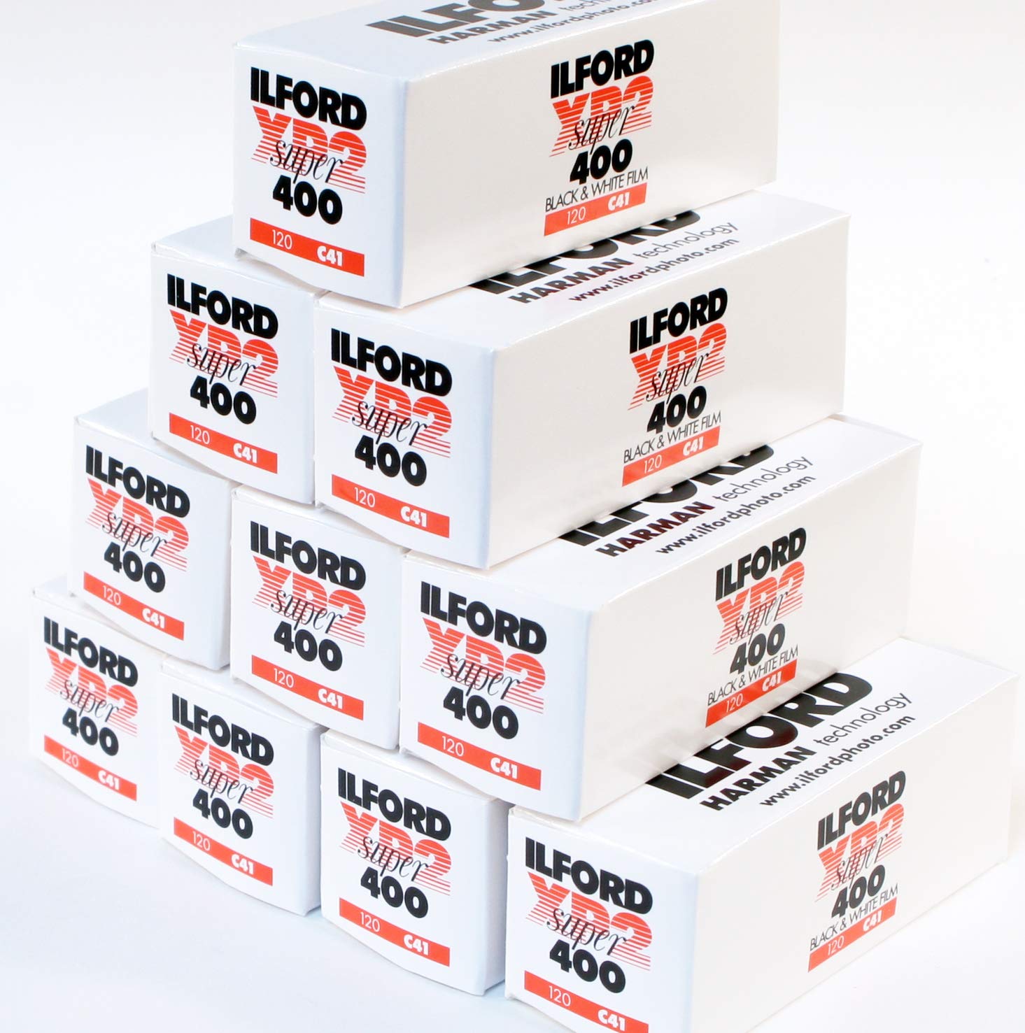 Ilford XP2 Super B&W film 400 asa, 120mm, multipack of 10