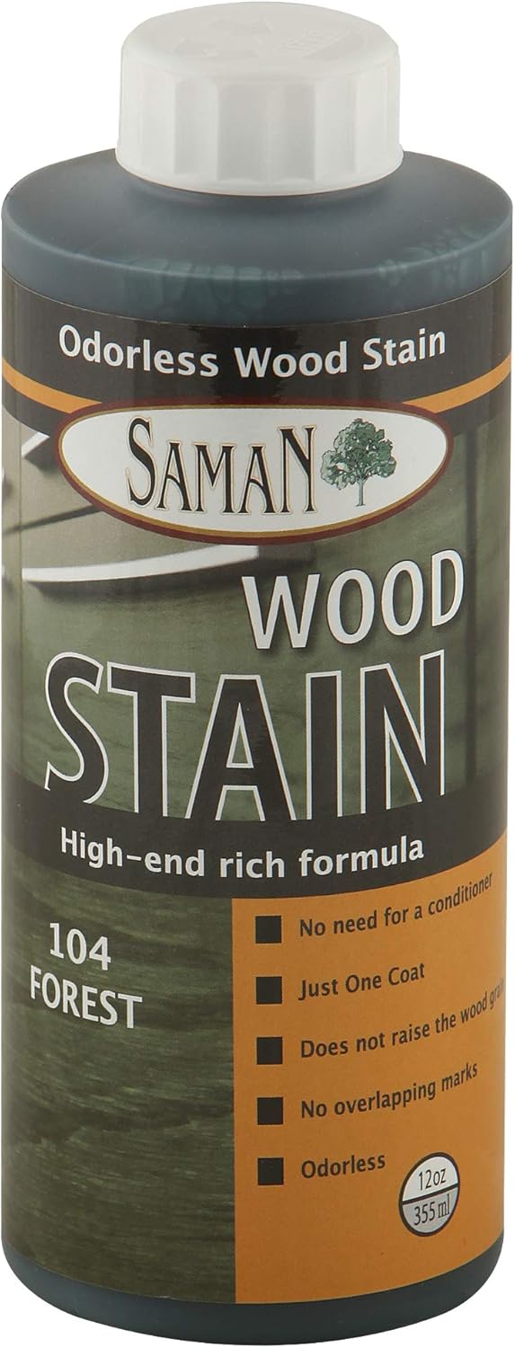 SamaN Interior Water Based Stain for Fine Wood, Forest, 12 oz