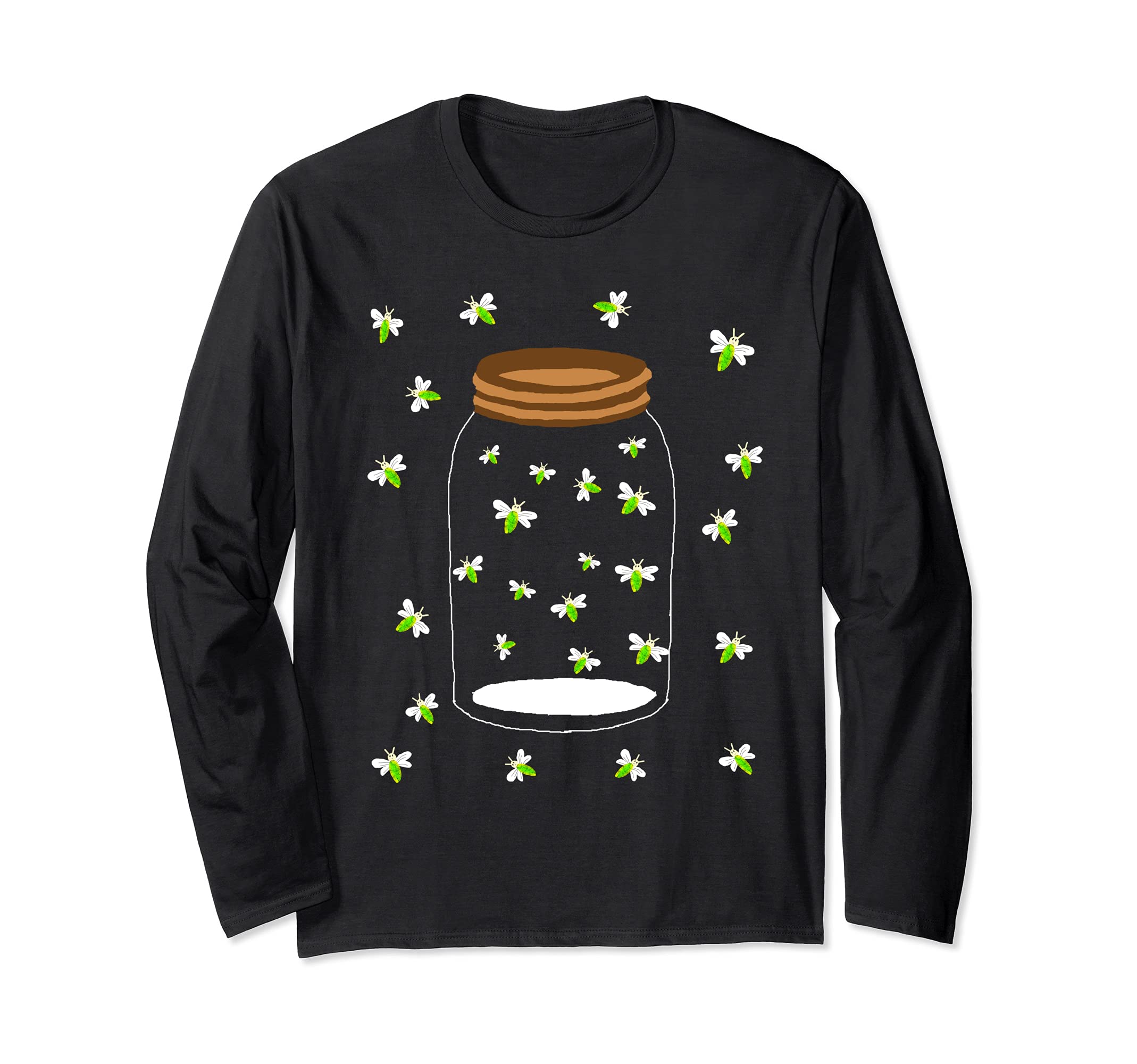 Fireflies Bugs In A Jar Firefly Collector Lightning Insects Long Sleeve T-Shirt