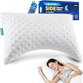 btasleeep Side Sleeper Pillows for Neck &amp; Shoulder Comfort - Ergonomic Curved Crescent Design, Adjustable Shredded Memory Foam, Cooling &amp; Soft Cover, Extra Fill Included, King Size