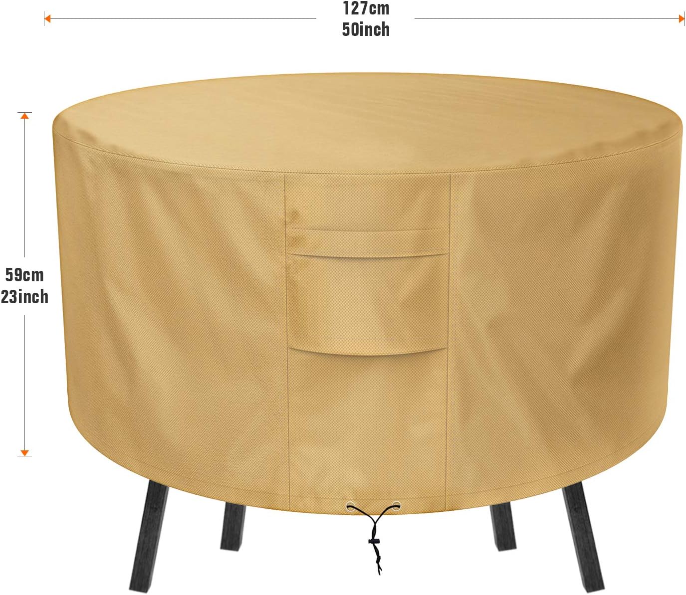 Sunkorto Patio Table Cover 50 Inch Round Table Furniture Cover Waterproof Wear Resistant For Outdoor Patio Lawn Garden Table Covers