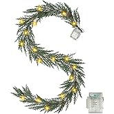 6 Ft Christmas Garland with Lights, 30 Warm Lights with 8 Light Modes,Prelit Christmas Garland with Pine Cones,Lighted Garland, Ceadr Garlands Realistic,Outdoor Garland with Lights