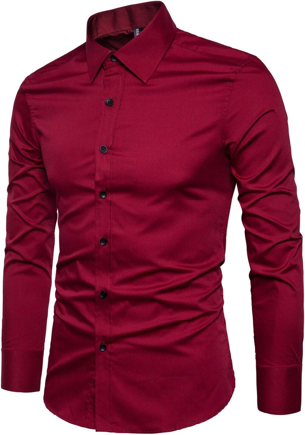 LOCALMODEMen's Slim Fit Cotton Business Shirt Solid Long Sleeve Button Down Dress Shirts