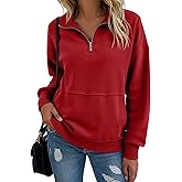 SHEWIN Womens Sweatshirt Casual Long Sleeve Half Zip Pullover Lightweight Sweatshirts Tops Fall Fashion Outfits 2025