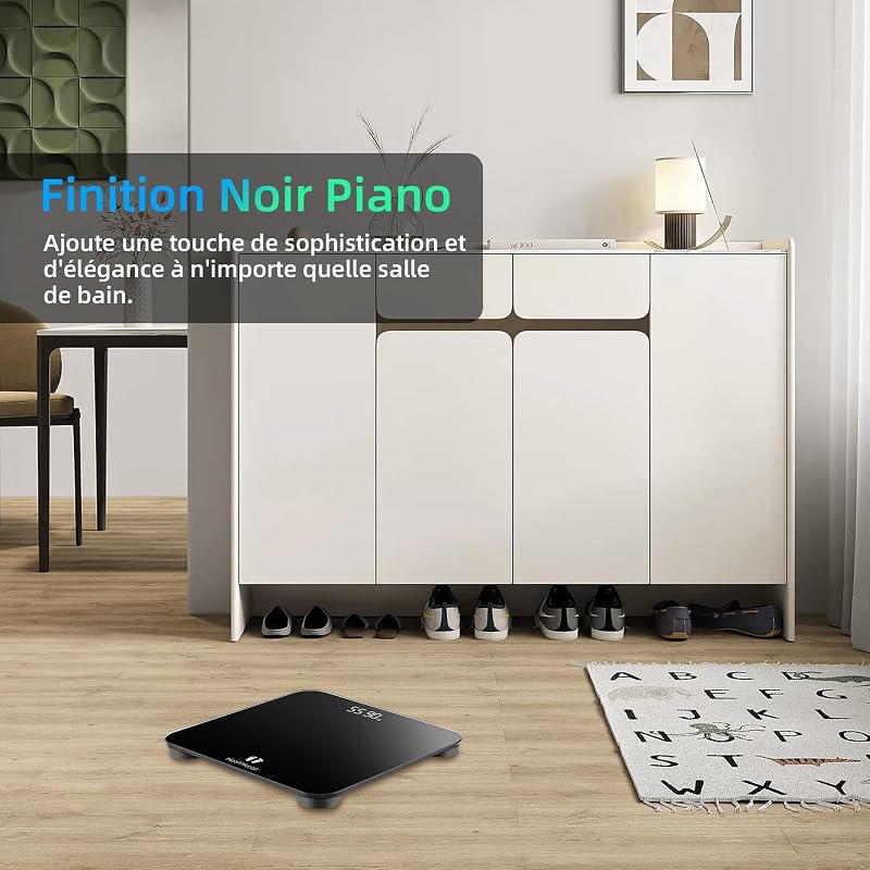 Balance Pese Personne Numérique, Haute Précision avec Affichage Lumineux, Technologie Step-On 5mm Verre Trempé, Haute Précision à 180kg/ 400lb