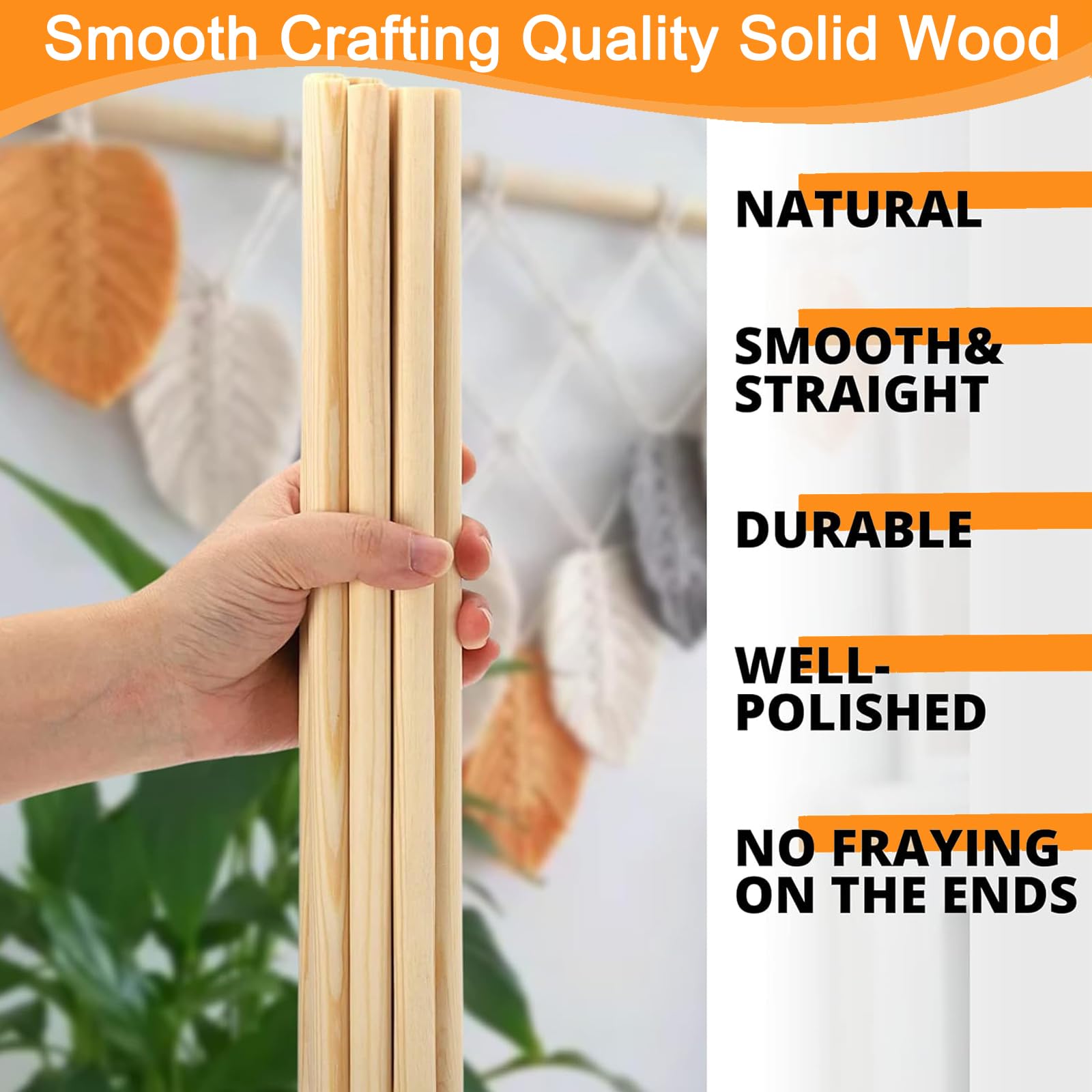 10PCS Dowel Rods Wood Dowels, 1/2 x 12 Inch Round Wooden Sticks for Craft, Macrame Dowel, Unfinished Solid Wood Sticks for Arts and DIYers