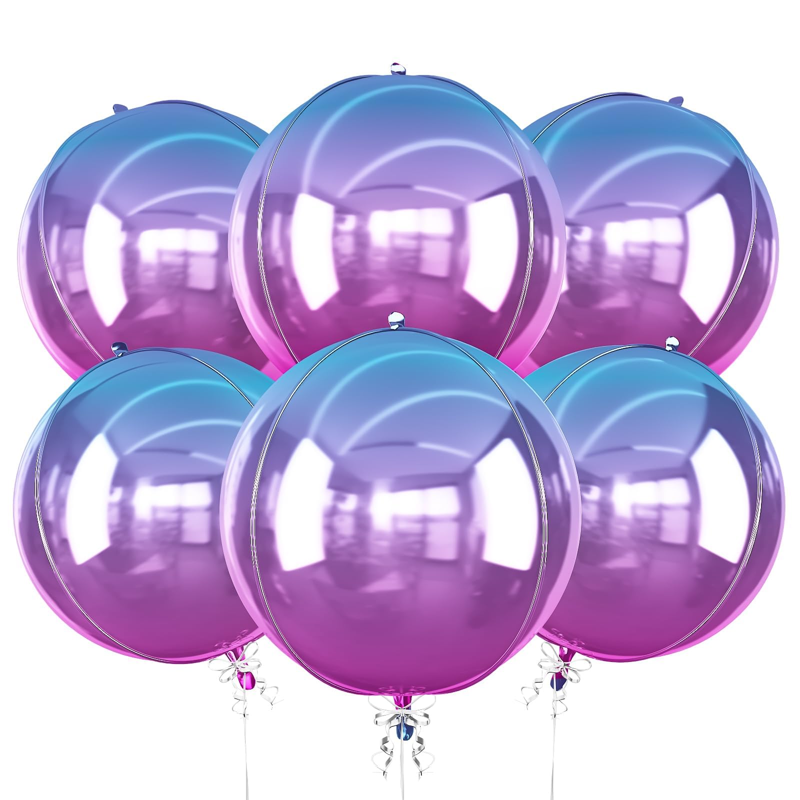 Photo 1 of  Gradient Purple Round Foil Balloons, 22" Large Helium Ball Mylar Balloon, Metallic Purple Foil Balloon for Birthday Graduation Wedding Anniversary Bachelorette Disco Prom Party Decorations