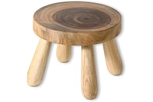 ABBI NIMO 7 Inch Short Solid Wood Step Stool, Natural Growth Ring Wood Stool for Adults, Kids and Toddlers, Simple Minimalist Riser for Plants and Home Décor