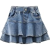 TIBE PINCESS Girls Denim Skirt Summer Vintage Pleated Kids Skirt Shorts Children Uniform Skirt Jeans Skorts