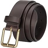 wolksprong Mens Classic Casual Belt 1.5" Genuine Leather with Solid Brass Buckle Gift Box Packaging