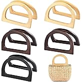 Worldity 10 Pcs Wooden Bag Handles for Bag Making, D Shape Purse Handles, Classic Purse Handles for Crochet Bags, Purse Making Supplies Purse Handles Replacement for Handmade Beach Crochet Bag