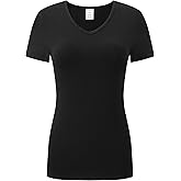 OThread & Co. Women's Short Sleeve T-Shirt Comfy V-Neck Shirts Basic Stretch Layer