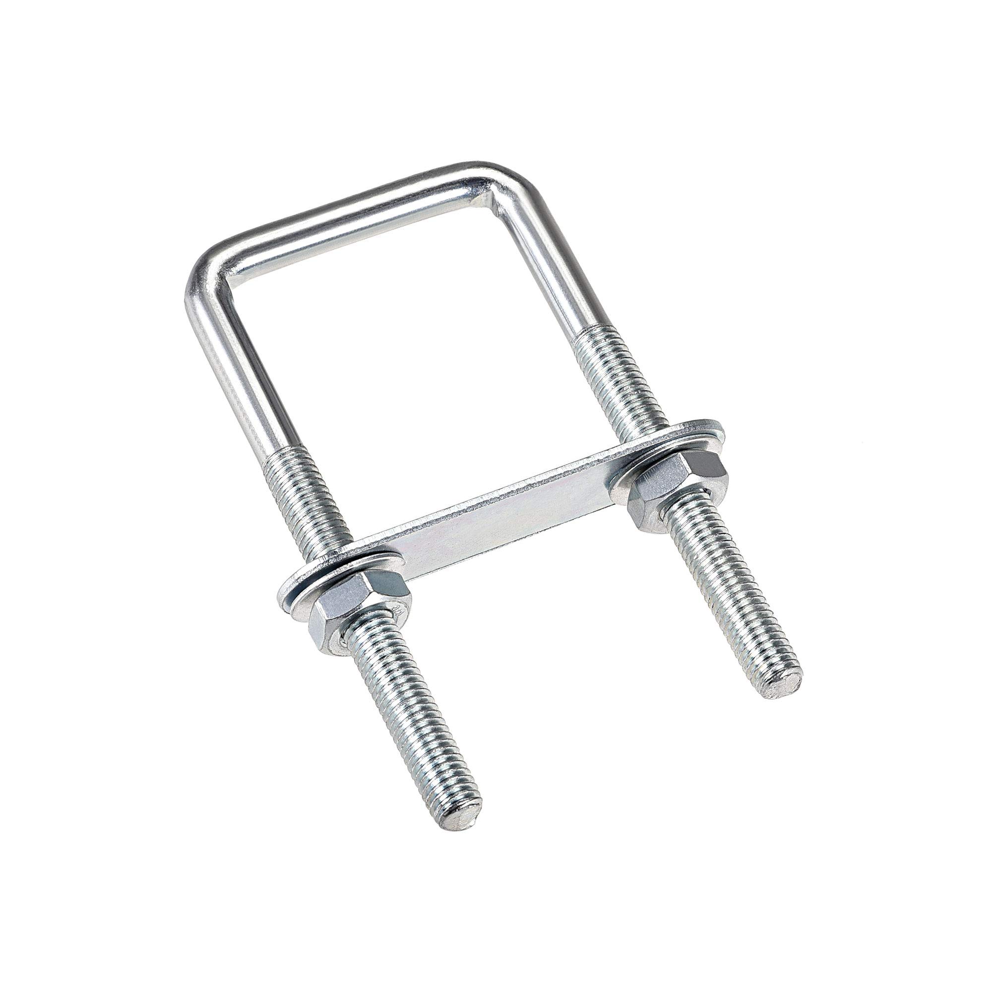 uxcell Square U-Bolts 1-5/8"(40mm) Inner Width Carbon Steel M8 with Nuts, Frame Plate, Round Washers 2 Set