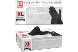 Supmedic Basic Nitrile Exam Gloves, 5.5 Mil Heavy-Duty Powder-Free Food Safe Clean Medical Disposable Glove Black 100Pcs