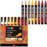 POSCA&reg; PC-5M Water-Based Acrylic Paint Markers, Medium Tip, 8 Count | Reversible Tip (1.8&ndash;2.5 mm), Opaque Paint Pens for Rock Painting, Wood, Glass, Crafts &amp; Art Projects