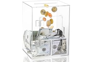 KOZSORT Clear Piggy Bank for Adults Kids, Large Acrylic Piggy Bank Money Saving Box for Cash Saving with Key, Openable Clear Acrylic Savings Jar for Real Money (Clear)