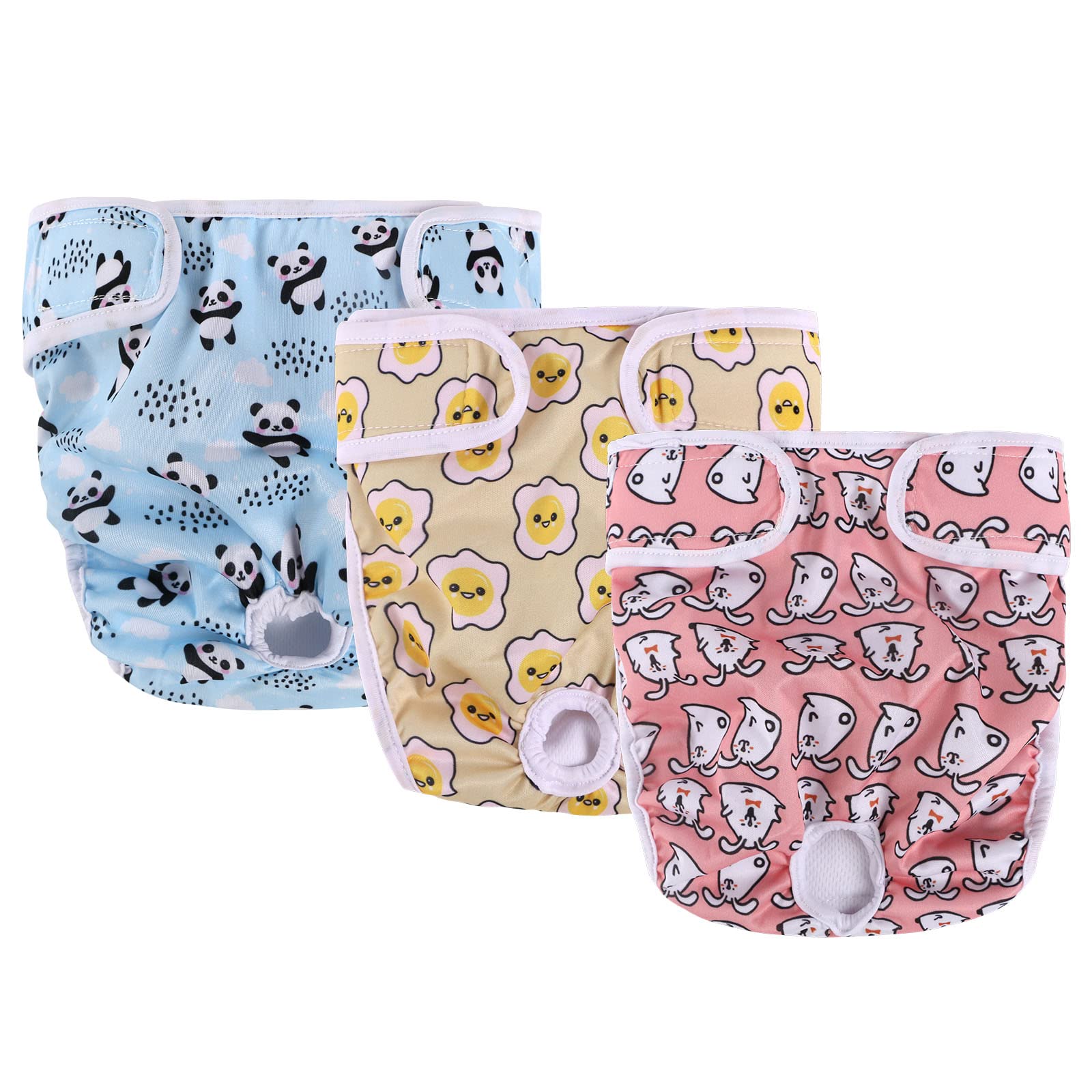 vsshe Reusable Dog Diapers, 3 Pack Super Absorbent Washable Female Dog Diapers, Comfortable Eco-Friendly Pet Diapers Sanitary Panties, Incontinence Dog Nappy Pants for Small/Medium/Large Dogs(S)