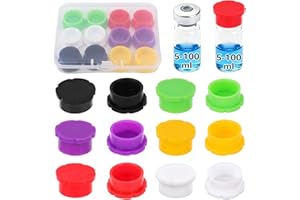 12pcs 5-100ml Glass Vial Protective Caps, 6 Colors Leakproof Dust-Proof Twist-Off Silicone Cap Covers for Injection Vials Liq