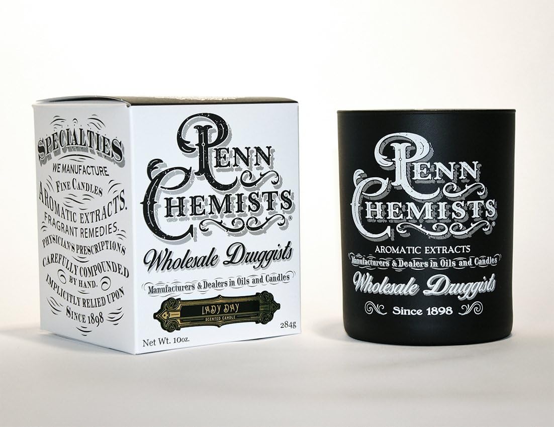 Penn Chemists Candle, Wax Base: Our exclusive and botanical blend of natural soy, coconut oil and organic beeswax, Black, 4" H x 3 1/4"