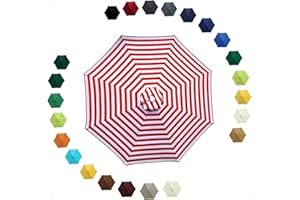 Outdoor Umbrella Replacement Canopy 6.6ft-13ft, 6/8 Ribs UV Protective Patio Umbrella Replacement Top Cover, Market Umbrella 