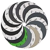 100 PCS Wet Dry Sanding Discs Set, VIBRATITE 5 Inch 8 Holes Hook & Loop Sandpaper 10 Different Grades Including 120 240 320 4