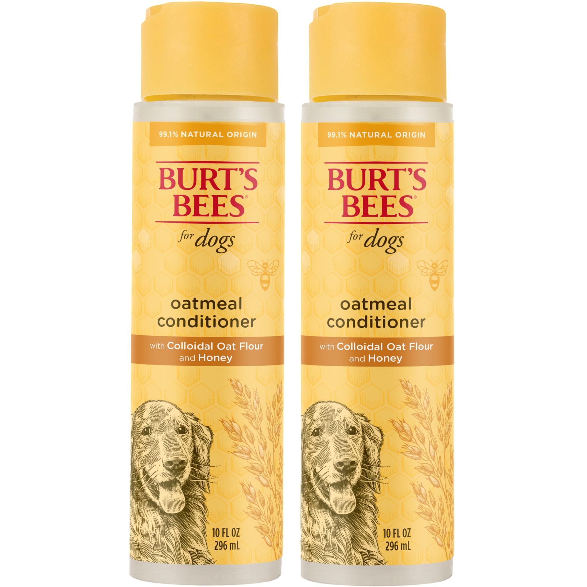 Photo 1 of Burt's Bees for Pets Oatmeal Dog Conditioner with Colloidal Oat Flour and Honey, 95% Natural Origin Formulas, Gentle Canine Conditioning Formula for Itchy Dogs, 2pk, 10 oz