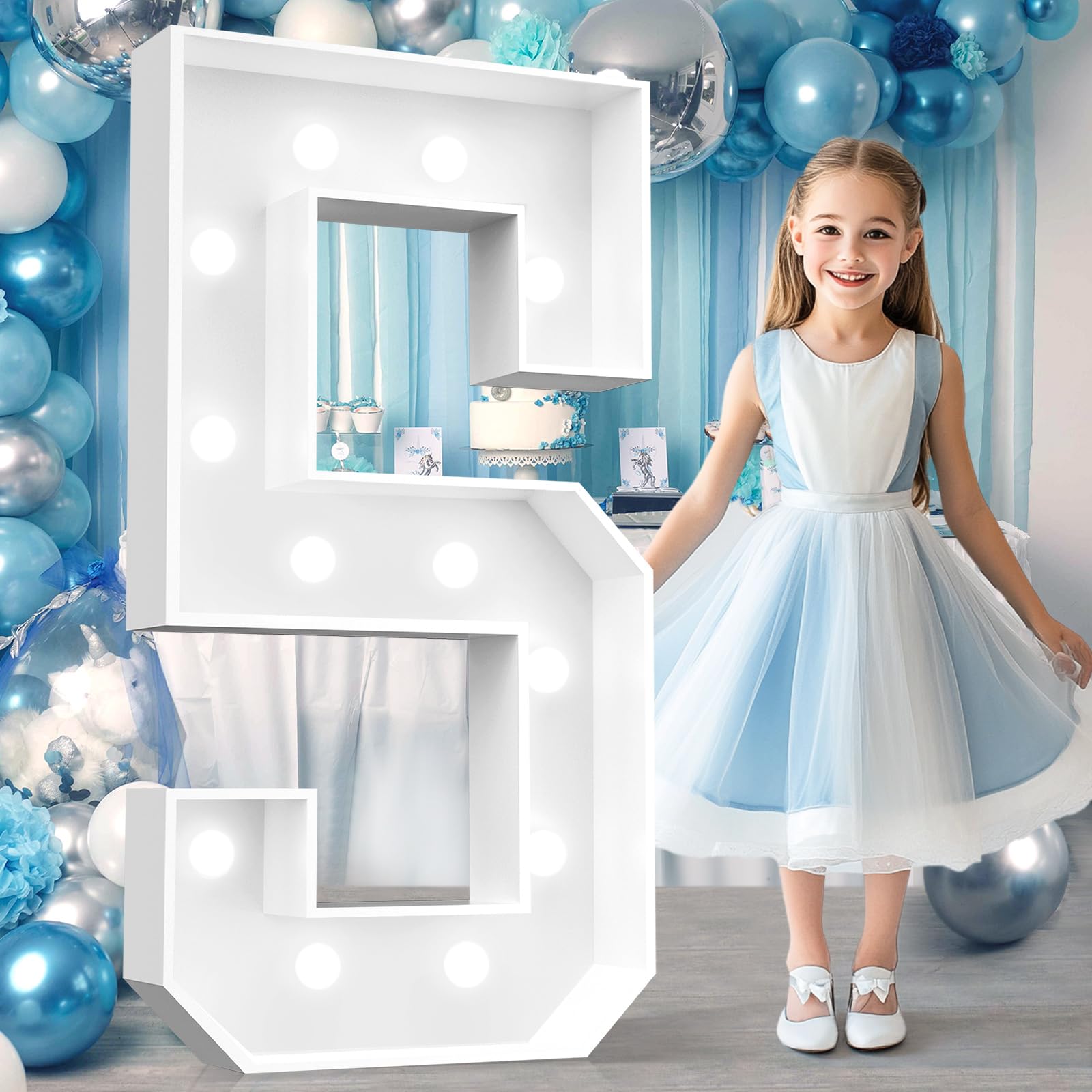 Photo 1 of Ledido 4FT Marquee Light Up Numbers, Cool White Light Up Numbers Large Marquee Numbers for Party Decorations,5th 15th Birthday Anniversary Decor, Number 5