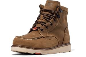 BRUNT Marin Unlined (Soft Toe) - Brown - 6" Water-Resistant Leather Wedge Work Boot - EH Rated - Slip + Oil Resistant - Heat-Resistant Sole - Adjustable Width System