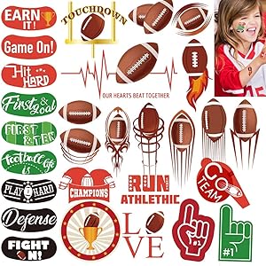 148PCS Football Face Temporary Tattoos, Super Bowl Body Tattoos for Kids Sports Football Themed Birthday Party Favors, Big Game, Gift