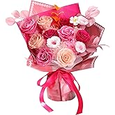 Lovenfold Preserved Flowers Bouquet 12 Mixed Multi-Color Roses for Delivery, Birthday Flowers Rose Gifts for Women Mom Grandma