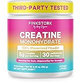 Pink Stork Creatine Monohydrate for Women | Micronized Creatine Powder | 5g Unflavored | Supports Muscles, Energy, Cognitive Function | Clean Alternative to Pills or Gummies | 30 Servings