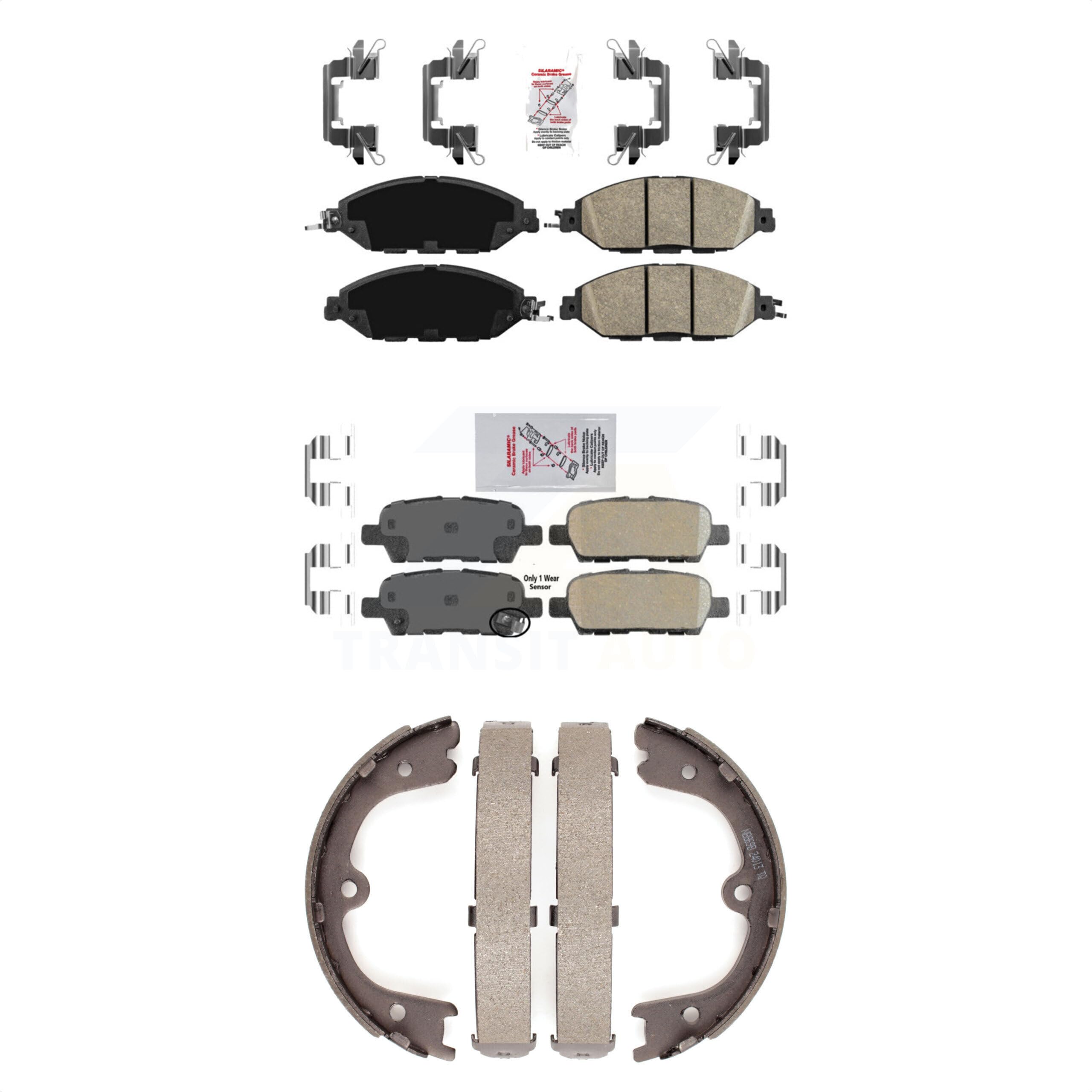 Transit Auto Front Rear Ceramic Disc Brake Pads Kit