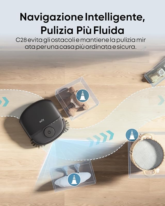by Anker Omini C28 Robot Aspirapolvere HydroJet 5 in 1, Nero