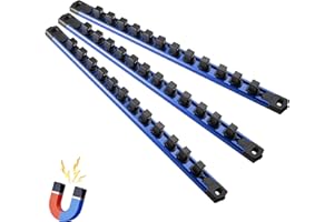 Reniteco Magnetic Socket Organizer, 3-Piece Heavty Duty Aluminum Socket Holder, Socket Rail for Tool Box, Premium Quality 360