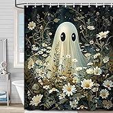 MCKTOM Halloween Shower Curtain Spooky Bathroom Curtain Halloween Ghost Cute Funny Shower Curtains Bathroom Decor Set with Hooks 72x72 Inch