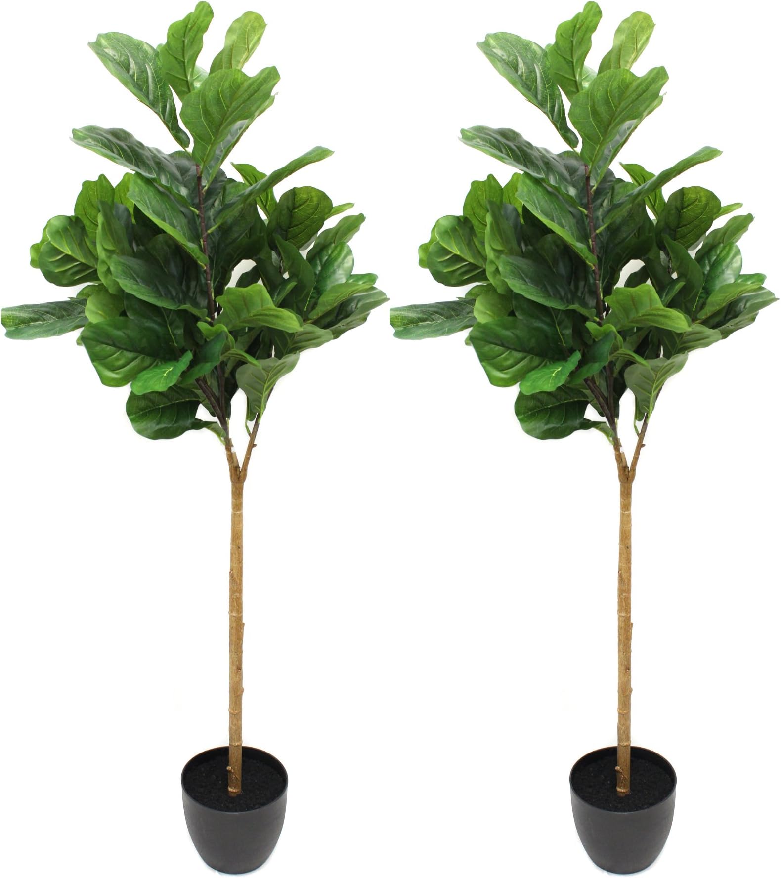 (2 Pack) 5 Foot Fiddle Leaf Fig Tree - Realistic Artificial Home Decor (2)
